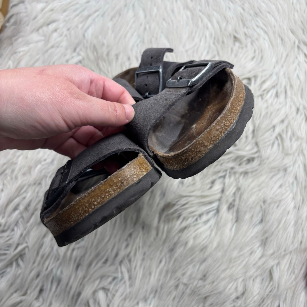 Birkenstock Women's 38 US 7 Gray Suede Arizona Sandals Boho Comfort - Picture 5 of 6